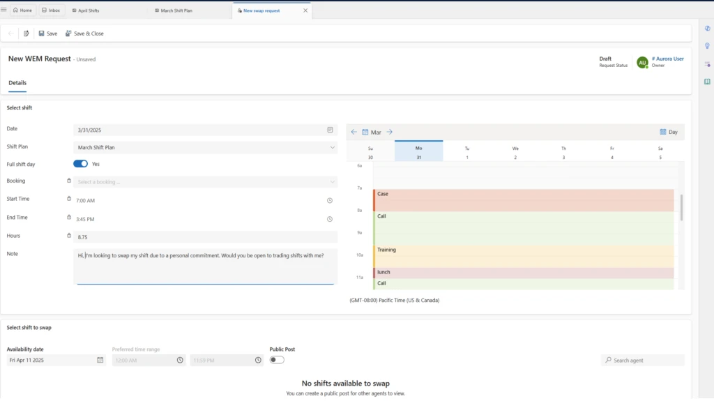 Empower your Contact Center workforce with shift bidding and swapping