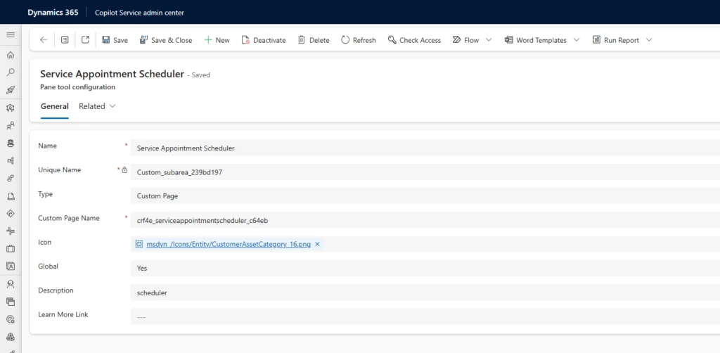 Administrator settings of custom productivity tools in Dynamics 365 Copilot Service Workspace (CSw)