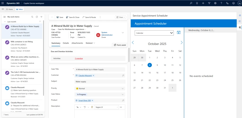 Appointment scheduler example of custom productivity tools in Dynamics 365 Copilot Service Workspace (CSw)